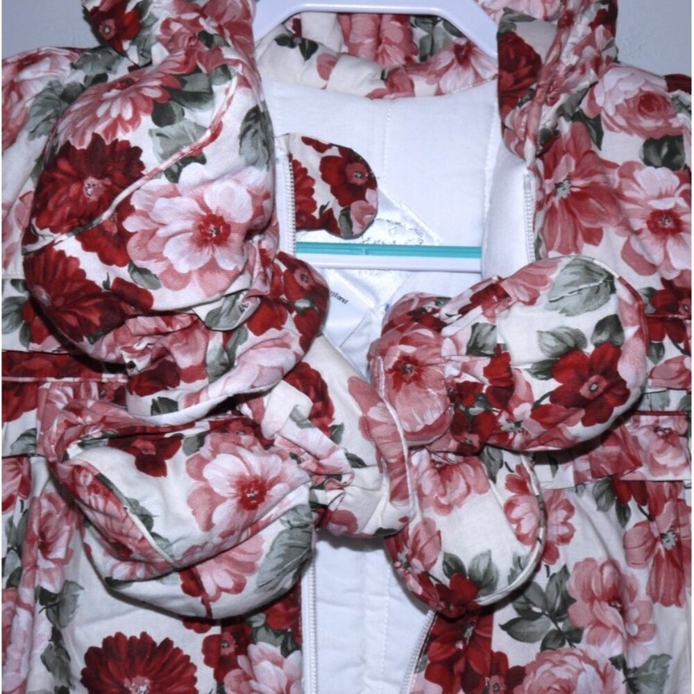 DANI floral infant snow suit with matching booties & mittens 6 MO NEW, England - Picture 3 of 7
